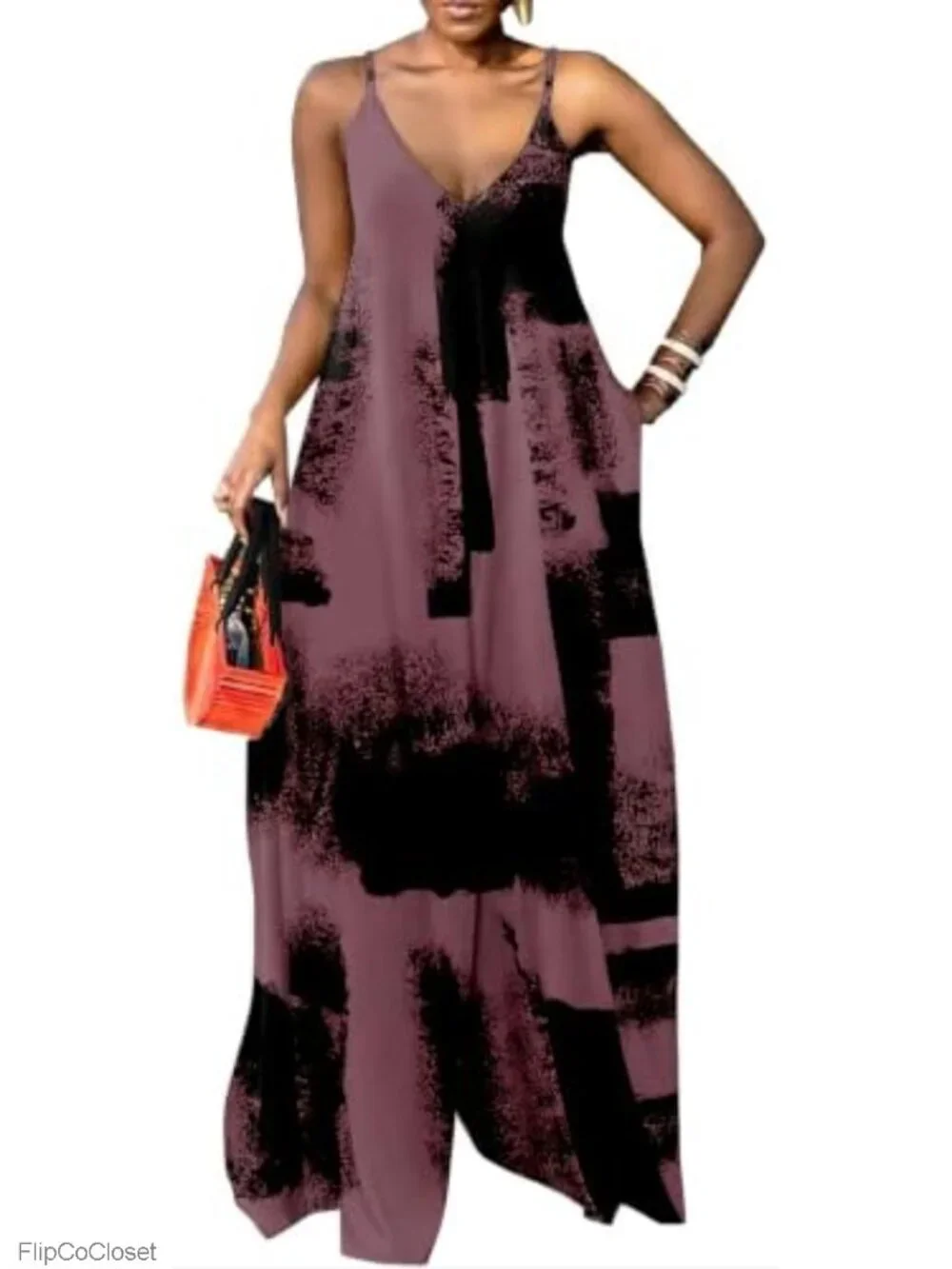Women's Loose Fit V-Neck Spaghetti Strap Jumpsuit Wide Leg, Sleeveless,